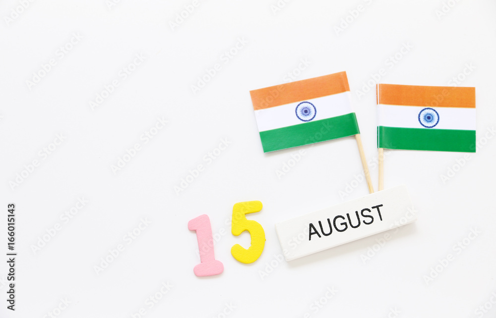 AUGUST 15 Wooden calendar Concept independence day of India and India national day.Copy space AUGUST 15 Wooden calendar Concept independence day of India and India national day.Copy space