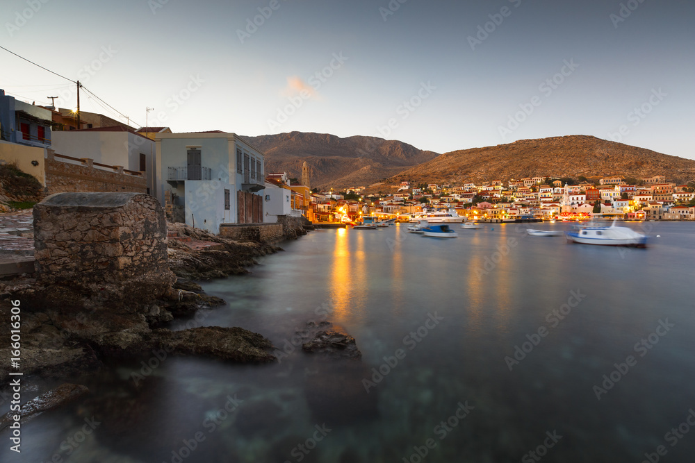 View of the village on Halki island in Greece.
