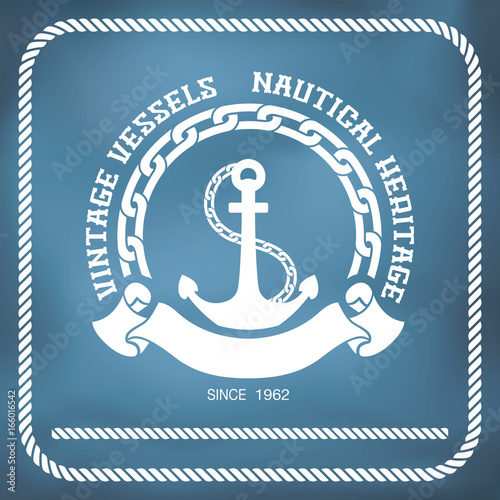 Sailing badge with anchor and chain