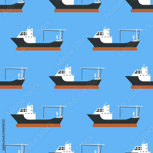 Cargo vessels and tankers shipping delivery bulk seamless pattern carrier train freight boat tankers background vector illustration