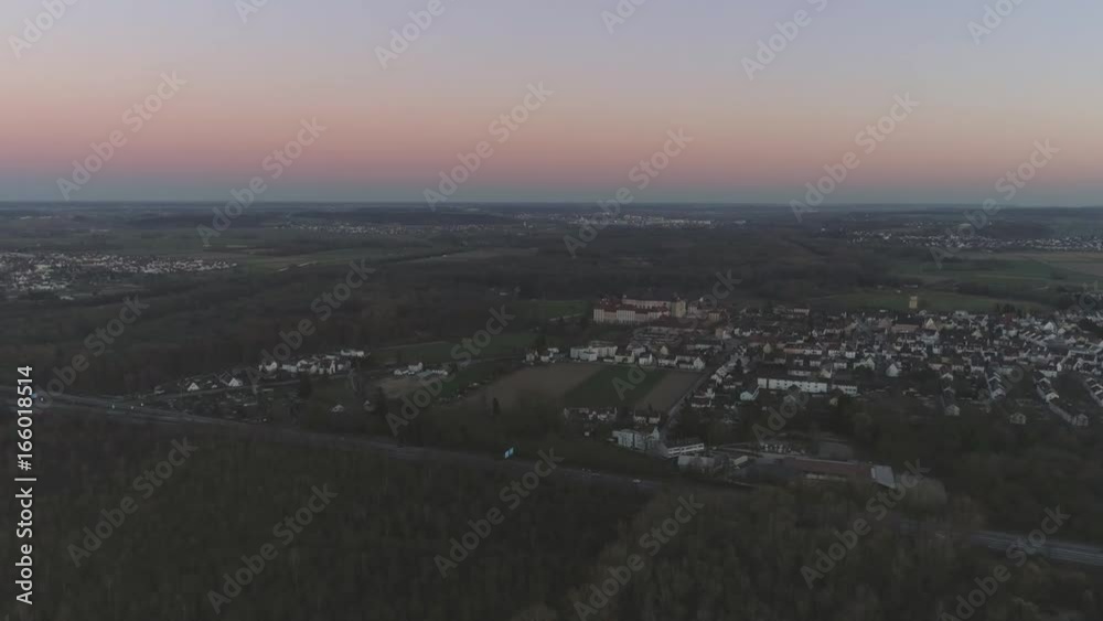 Danube River in Ulm with Drone at Sunset Danube River in Ulm with Drone at Sunset