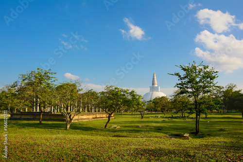 Ancient ruins of the Anuradhapura with Ruwanweli Saya Dagoba on the background, Sri Lanka