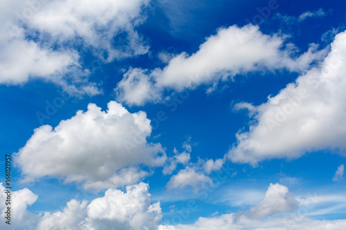 white summer clouds and intense blue sky