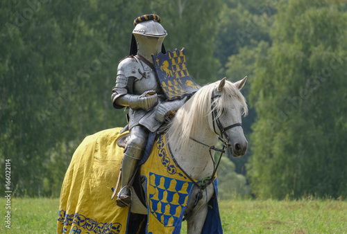 Medieval knight in armor on horseback © androsov858