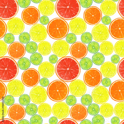 Seamless fruits slices pattern
