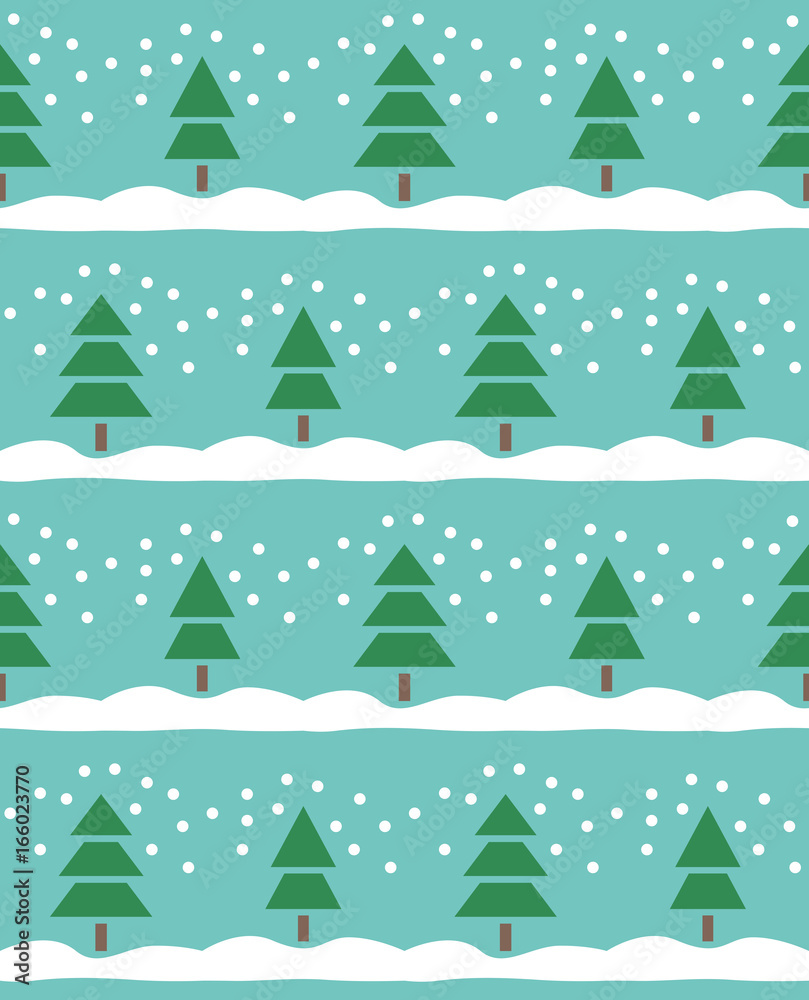 Endless Christmas Pattern. Christmas tree and Snowflakes.
