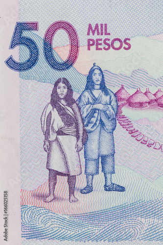 Lost City at Sierra Nevada de Santa Marta on the Fifty Thousand Colombian Pesos Bill photo