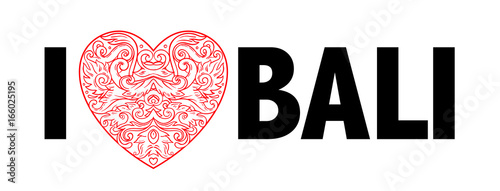 Ornamental Balinese style heart.  Vector Valentine's day ornate outline illus...