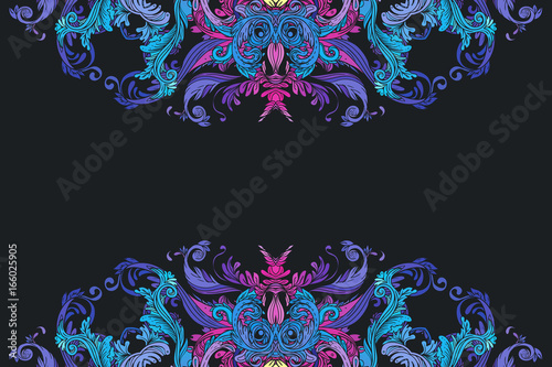 Vintage baroque Mandala. Beautiful vector round pattern. Hand drawn abstract background. Decorative retro banner isolated. Invitation, t-shirt print, wedding card, scrapbooking.