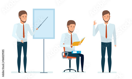 Financial manager conducts professional business lessons for employees and partners.