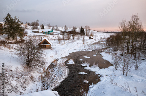 Russian village in winter © YuliaB