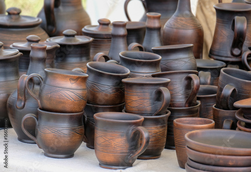 Old pottery on the table