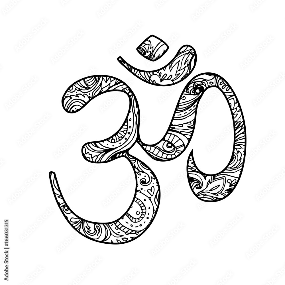 Diwali Om Sacred symbol. Ornate decorative vector elements. Hand drawn  background. Indian, Great design for tattoo, yoga studio, spirituality  concepts. Stock Vector | Adobe Stock