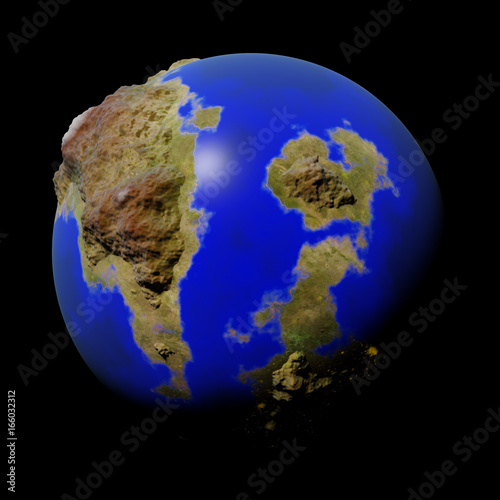 Fototapeta Naklejka Na Ścianę i Meble -  habitable alien planet isolated on black background, comic style