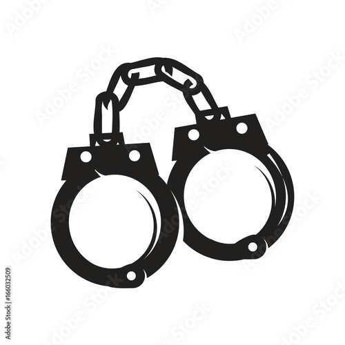 bold handcuffs illustration, isolated on white background.