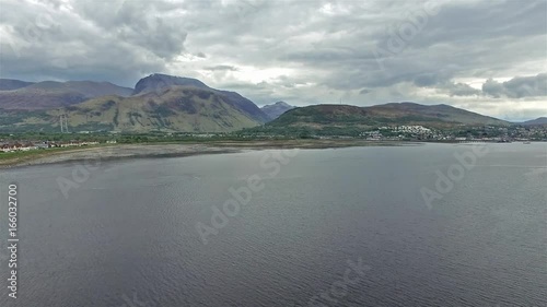 Flying over the Loch Linnhe in Fort William towards Ben Nevis photo