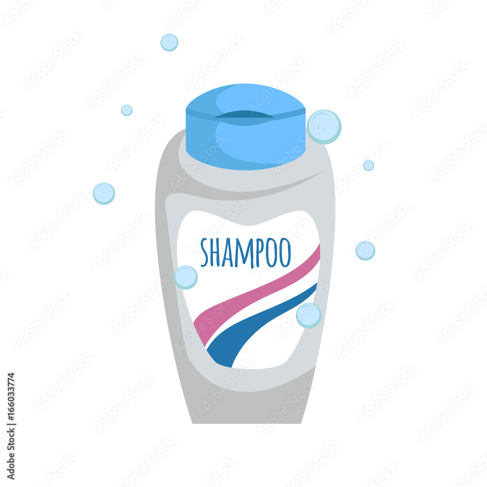 Vecteur Stock Trendy cartoon bottle with shampoo or shower gel. Hygiene and  hair care vector illustration | Adobe Stock