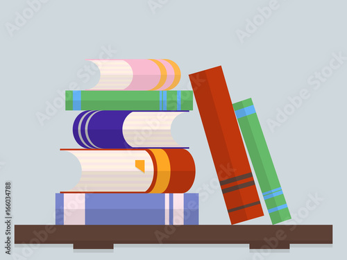 Set of colorful books in flat design style