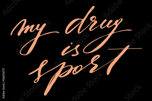 Create your own story. Handwritten text on black background, vector. Each word is on the separate layer