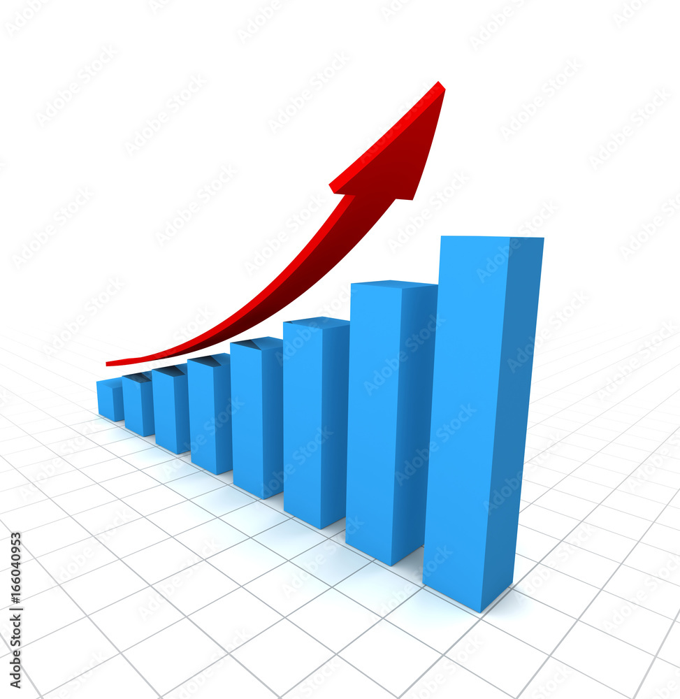 rising business graph concept 3d illustration rising business graph concept 3d illustration