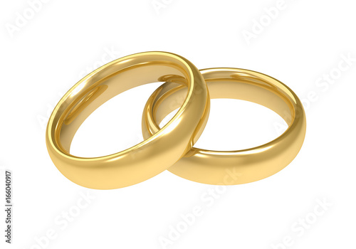 golden wedding rings concept 3d illustration