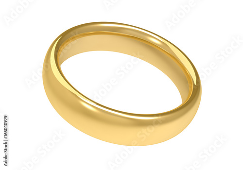 golden wedding ring concept 3d illustration
