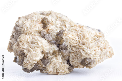 Barite and fluorite on white background.