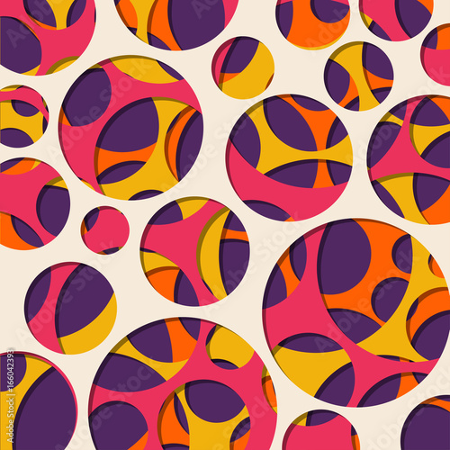 Colorful paper cut with circles vector 3D pattern design background