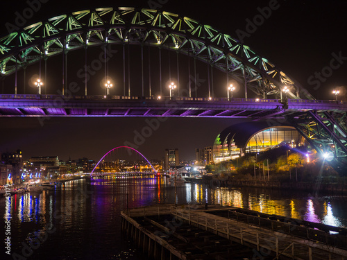 Newcastle Bridges and Sage Gateshead Night River Scene