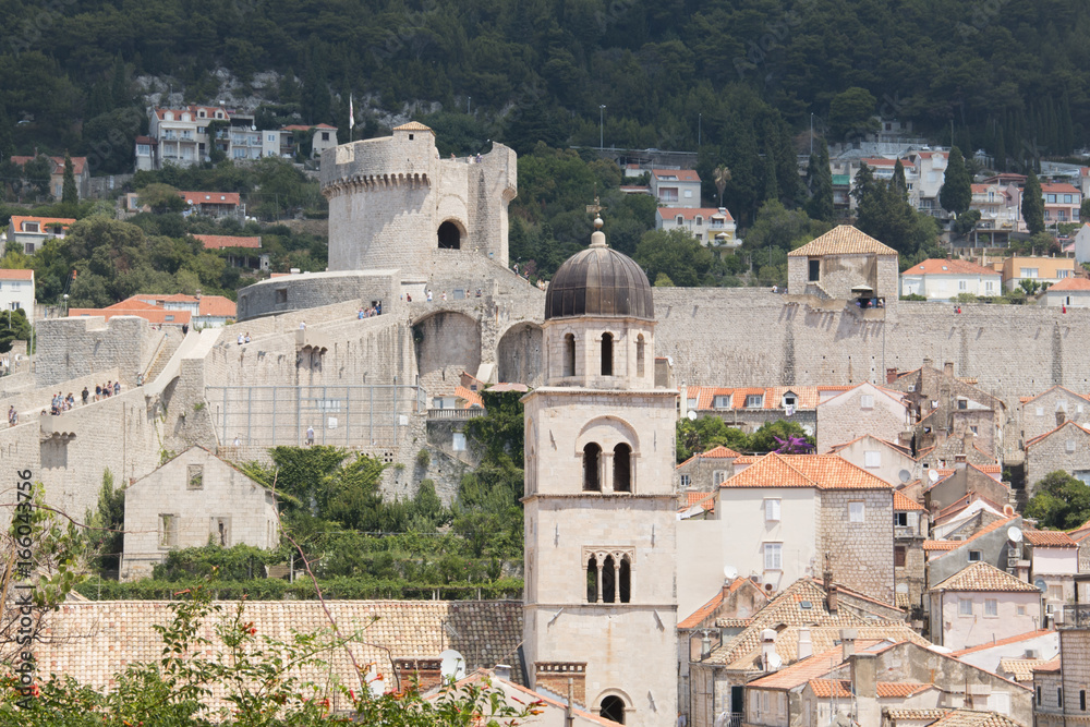 View over the old historical center of Dubrovnik in Croatia
