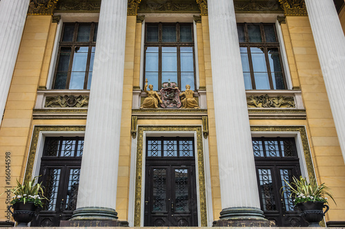 The House of the Estates with Greek temple facades (designed by Architect Karl Gustav Nystrom, 1891) - a historical building in Helsinki, Finland. photo