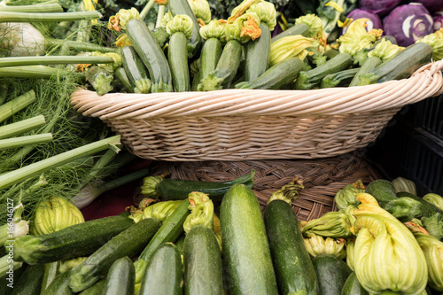 Basket of zucchini squash photo