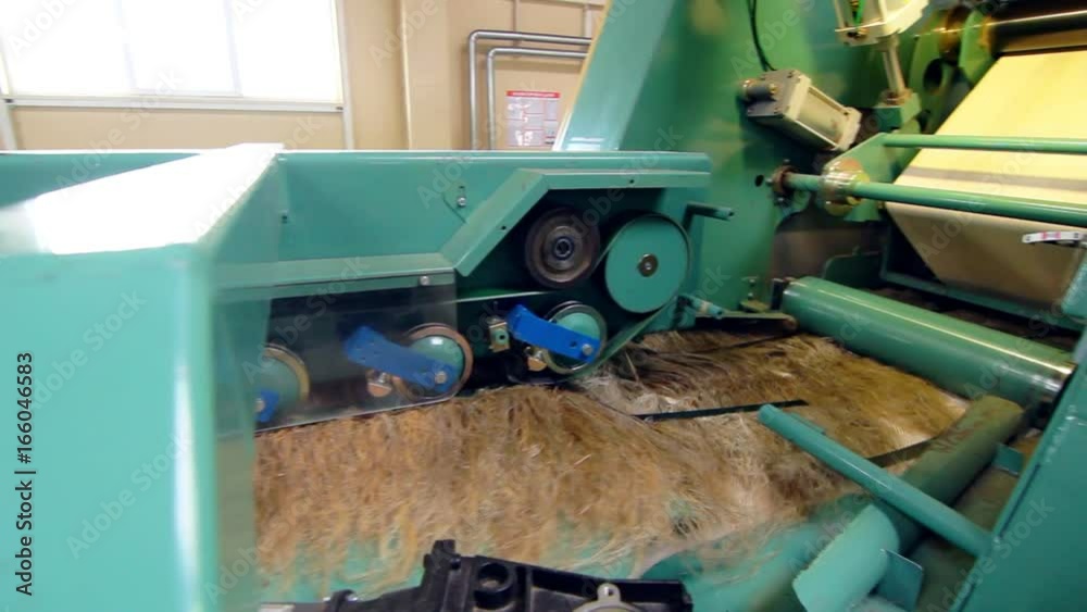 Vidéo Stock Factory processing equipment. Flax fibers at manufacturing