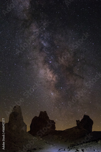 Desert landscape at night with the milkyway
