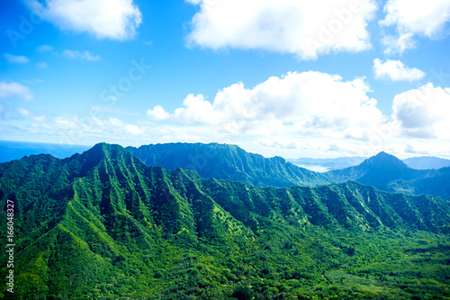 Aerial view of Oahu island in Hawaii 