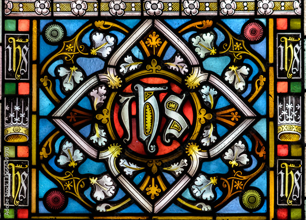 Stained Glass close up F in Church of the Holy Cross Stained Glass close up F in Church of the Holy Cross