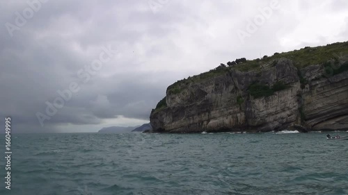 Rocks and sea in a storm near Amasra,  Turkey photo