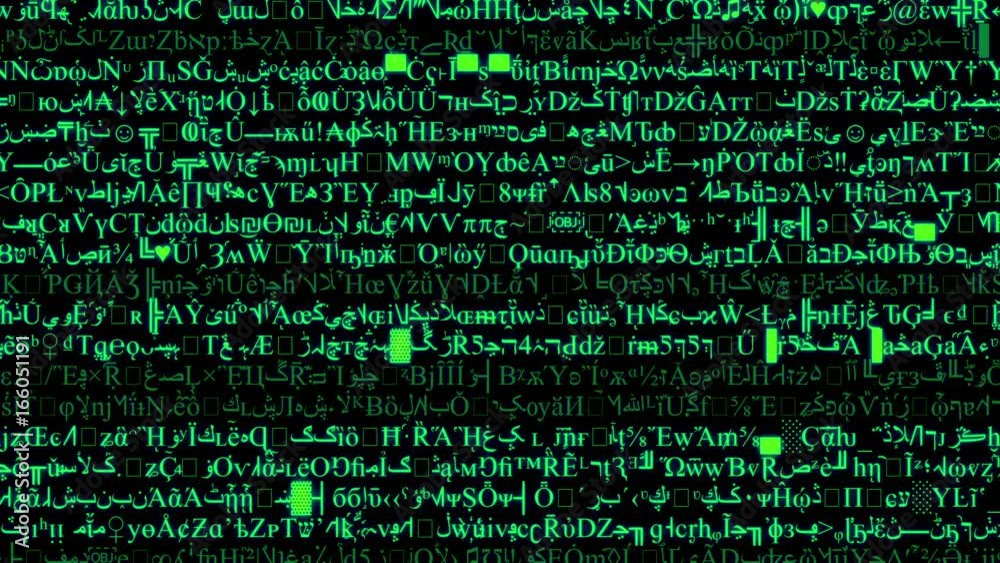 Text and Grids 1004: Rows of symbols and code scroll on a black screen. Text and Grids 1004: Rows of symbols and code scroll on a black screen.