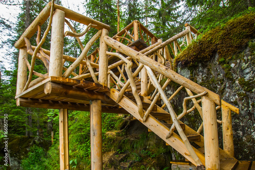 A wooden staircase. Structu...