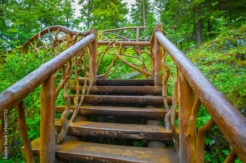 A wooden staircase. Structu...
