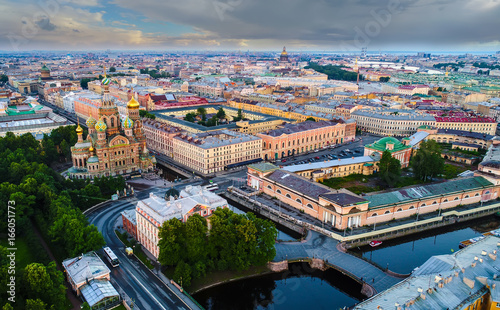 Panorama of St. Petersburg. Panorama of Savior on Spilled Blood. Channel Griboyedov.