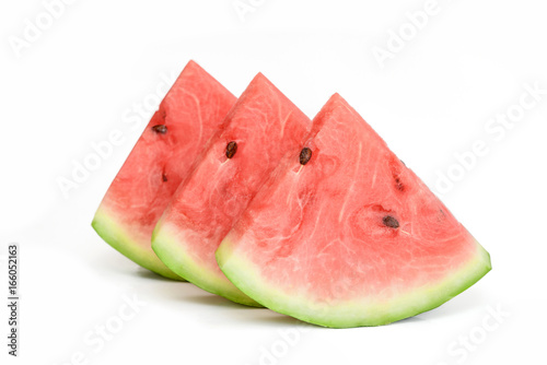 Watermelon slices on white background