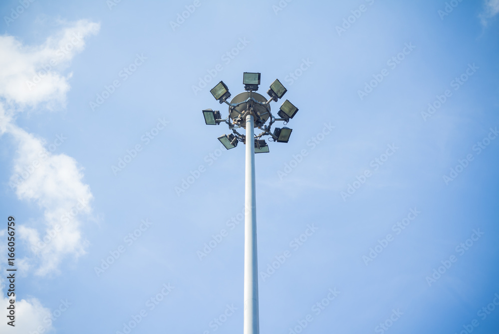 outdoor spot light on blue sky background outdoor spot light on blue sky background
