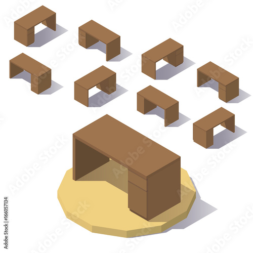isometric low poly Office Table