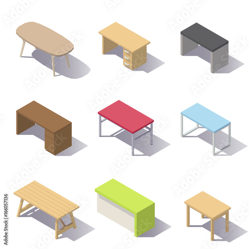 Vector Isometric Office Tables