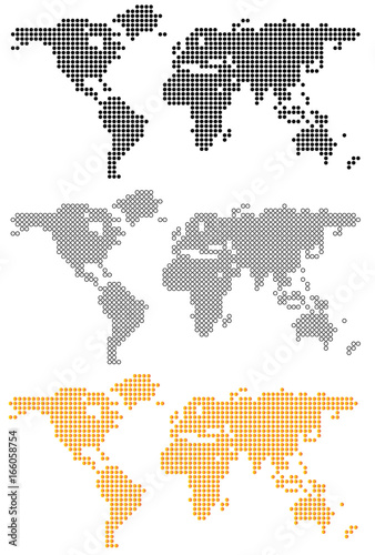 Fototapeta Naklejka Na Ścianę i Meble -  Abstract computer graphic world map of round dots. Vector illustration.