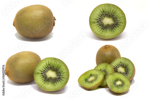 set of kiwi fruit isolated on white background 