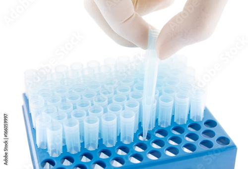 Pipette tips blue box isolated
