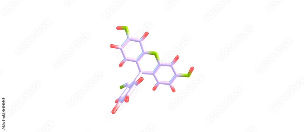 Fluorescein molecular structure isolated on white