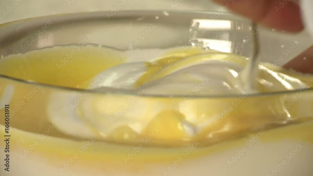 Process of manual stirring dough for dessert Process of manual stirring dough for dessert